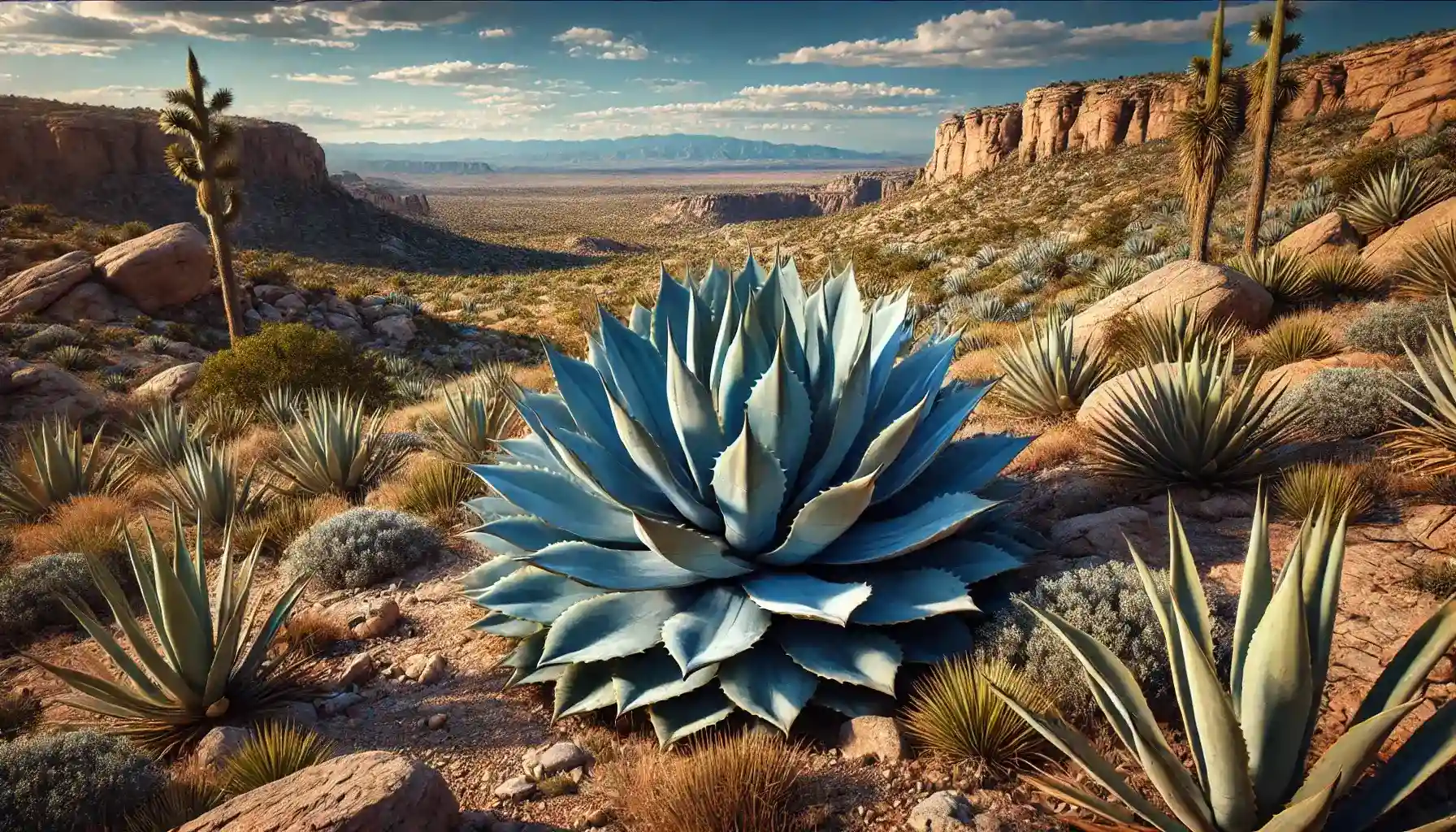 A picture of a blue agave in the wild