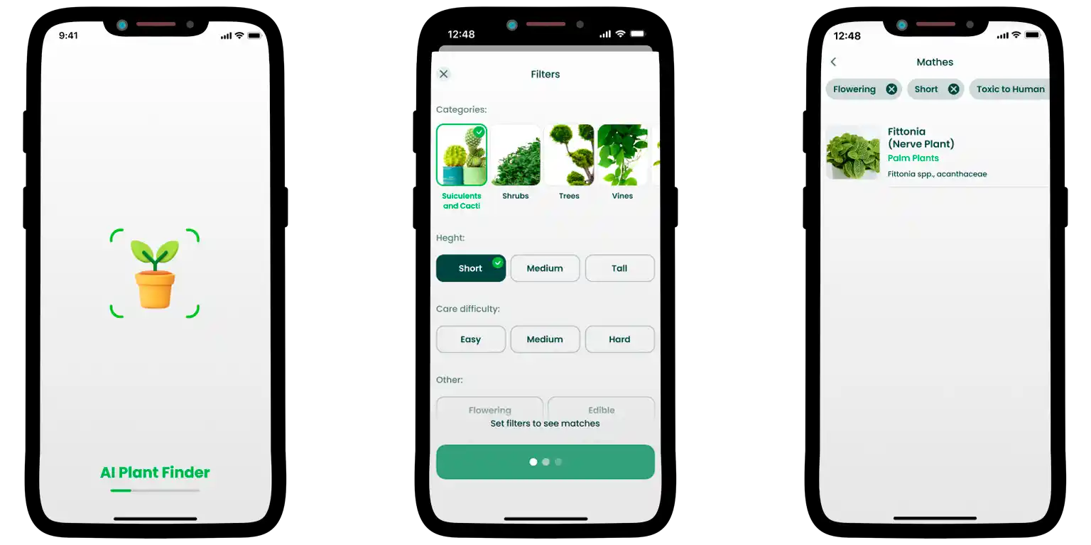 A screenshot from the AI Plant Finder app