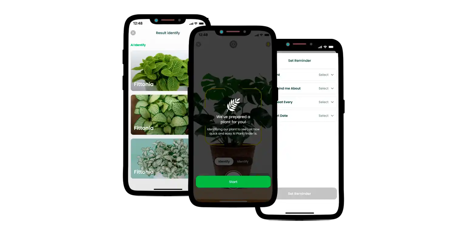 A screenshot from the AI Plant Finder app