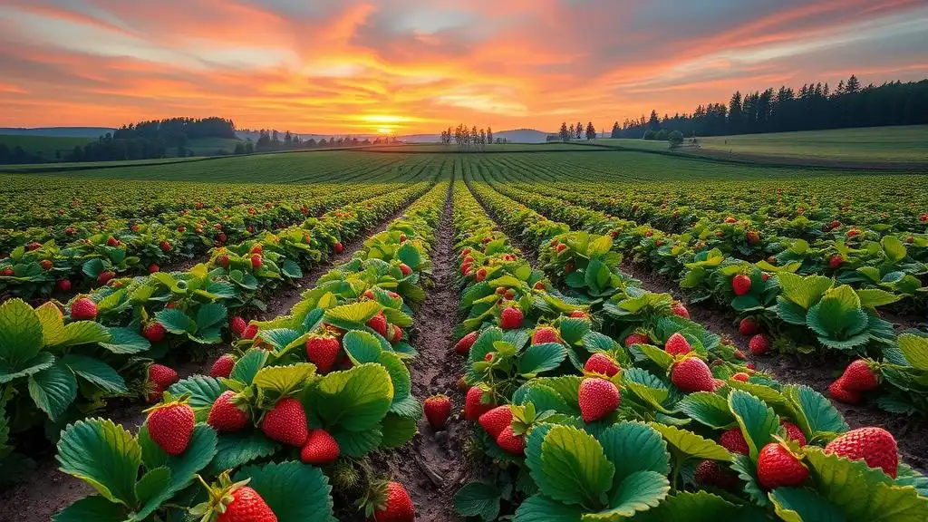 A photo of a picturesque strawberry field