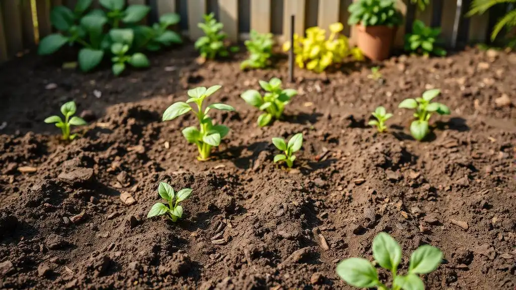 A picture of a potato patch in a cozy vegetable garden