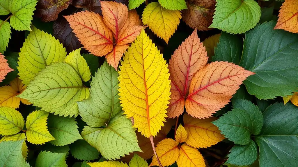 A picture of different types of leaves to compare