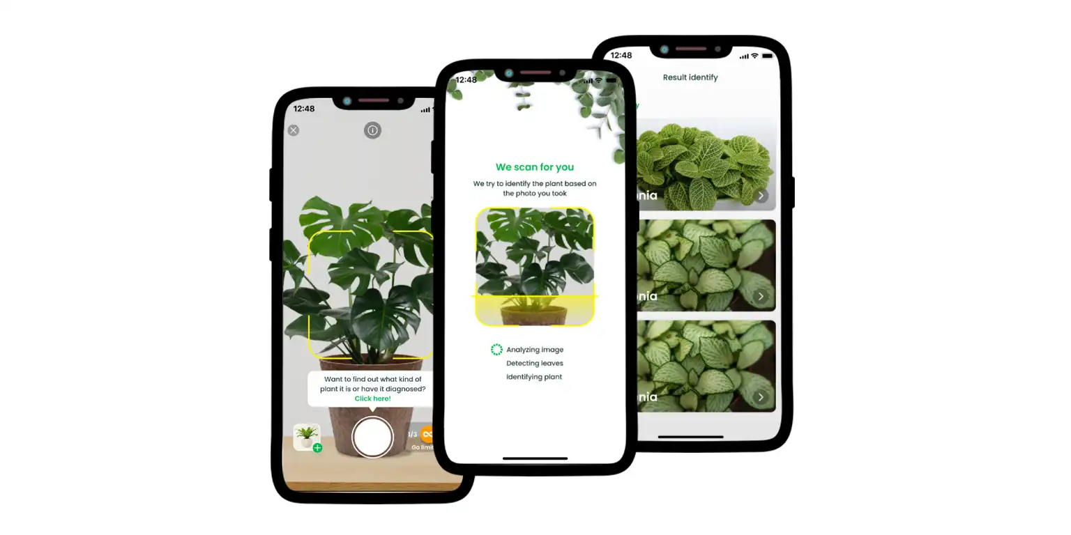 A screenshot from the AI Plant Finder app