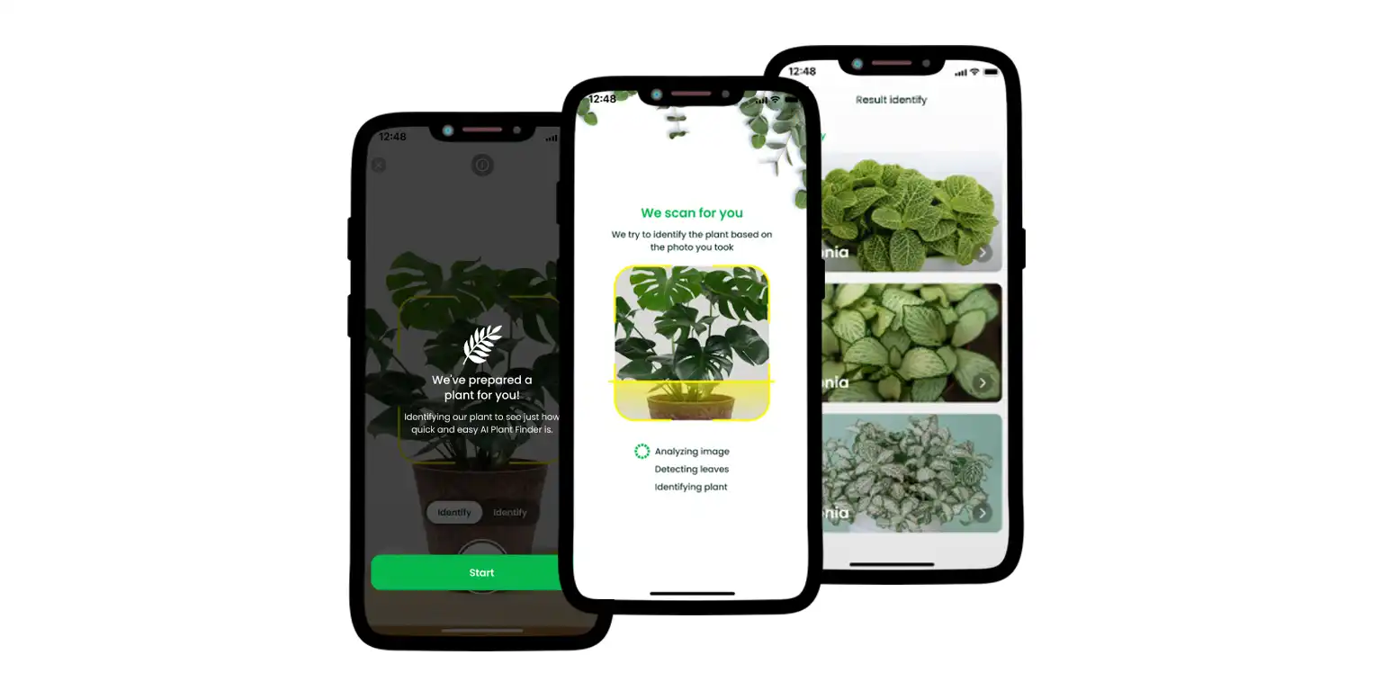 A screenshot from the AI Plant Finder app