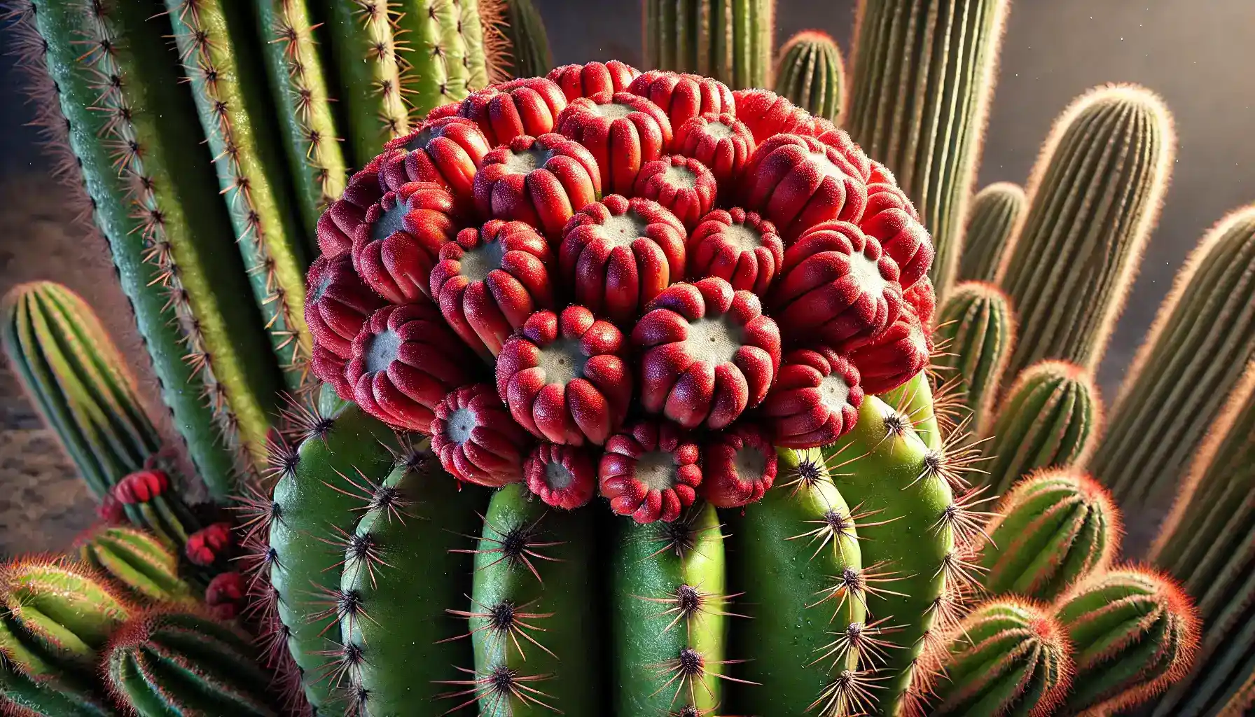 A close-up picture of the saguaro fruits