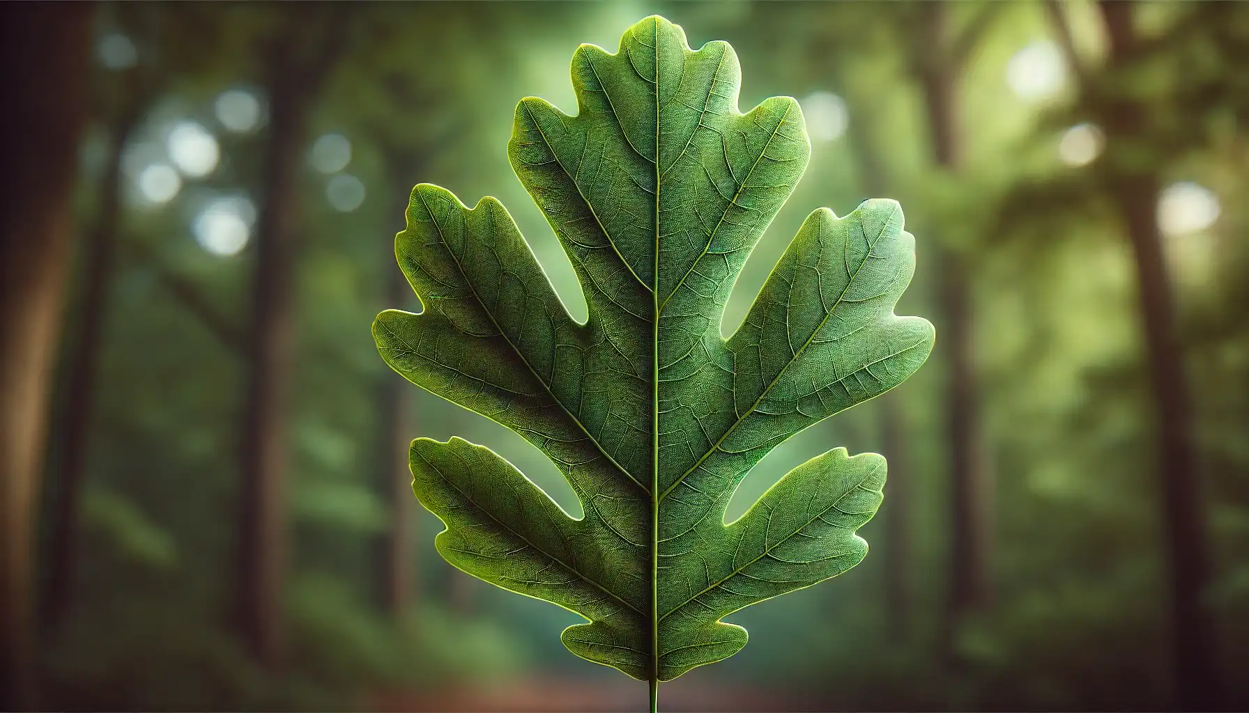 A close-up picture of a typical oak tree leaf