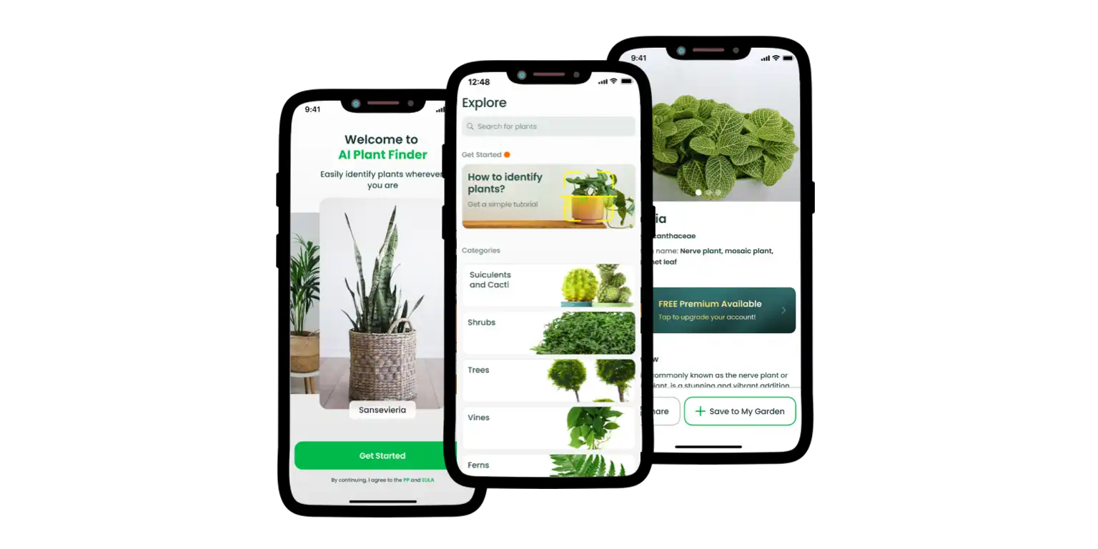 A screenshot from the AI Plant Finder app