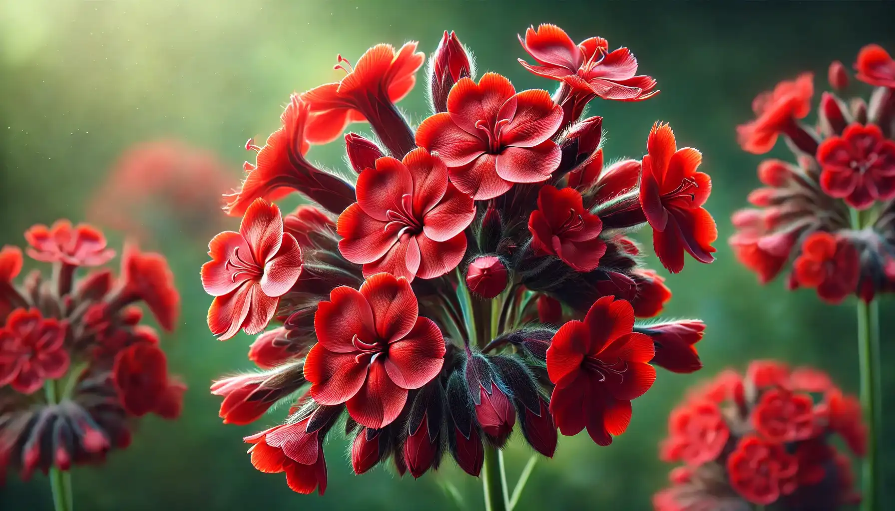 A close-up picture of a red flower cluster of Lychnis chalcedonica