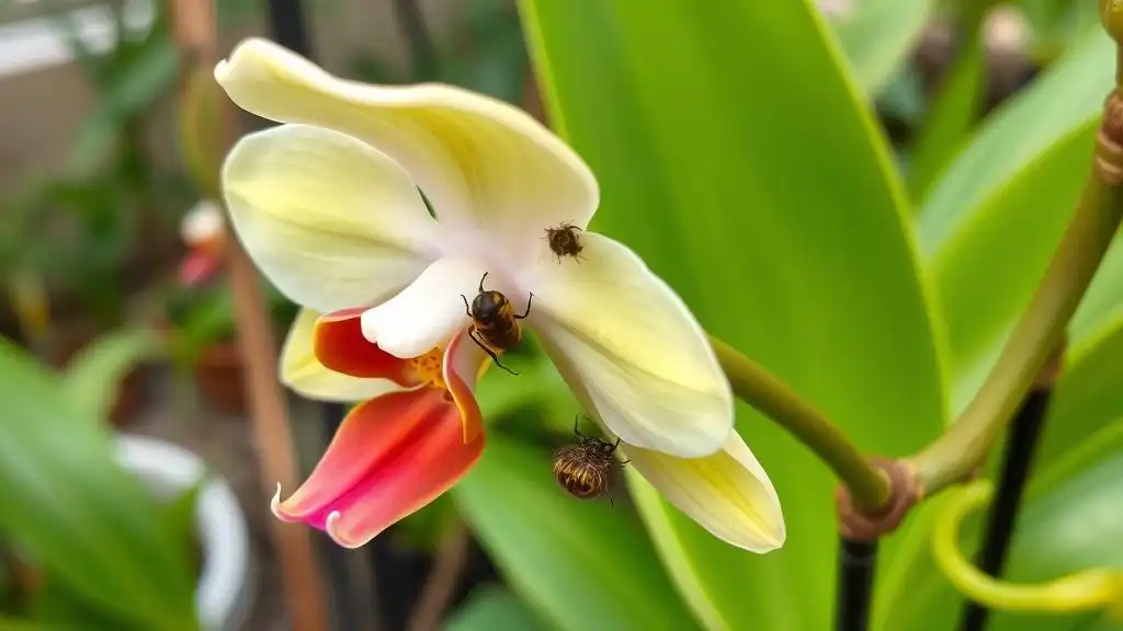 A a pest-infested orchid located outdoors