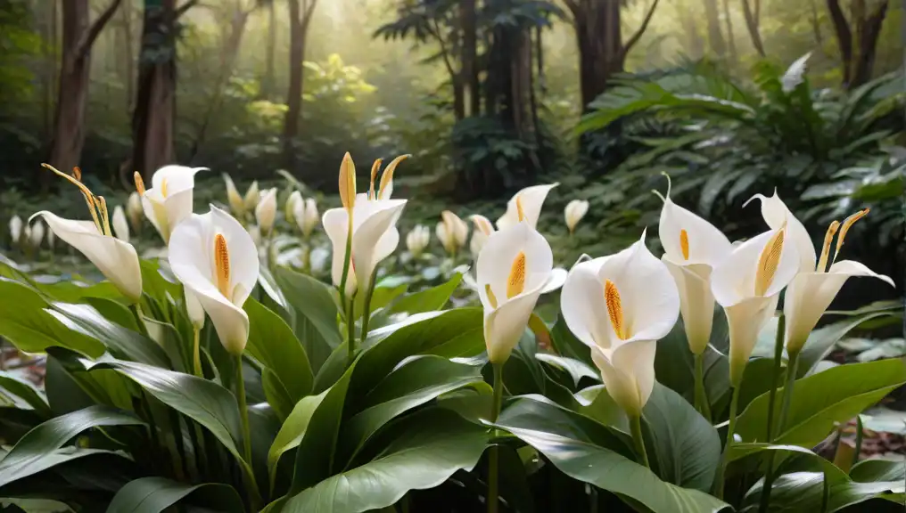 A picture of peace lilies in the wild