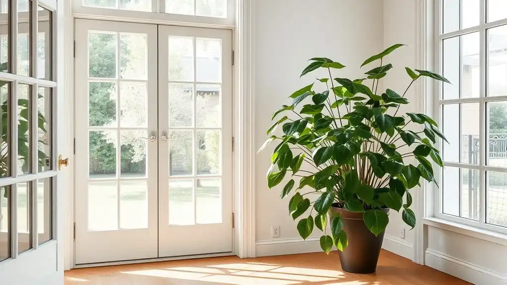 A picture a healthily growing plant in a pot located indoors