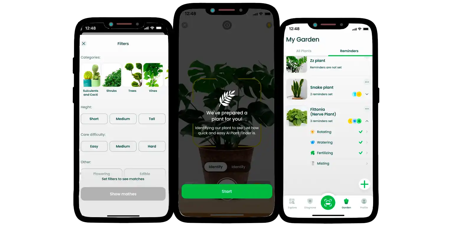 A screenshot from the AI Plant Finder app