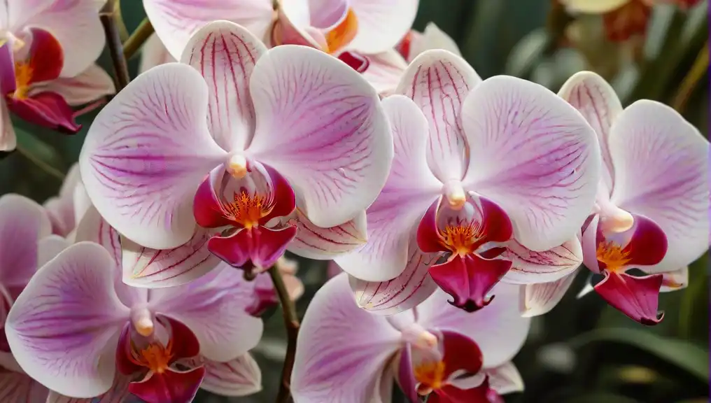 A close-up picture of orchids