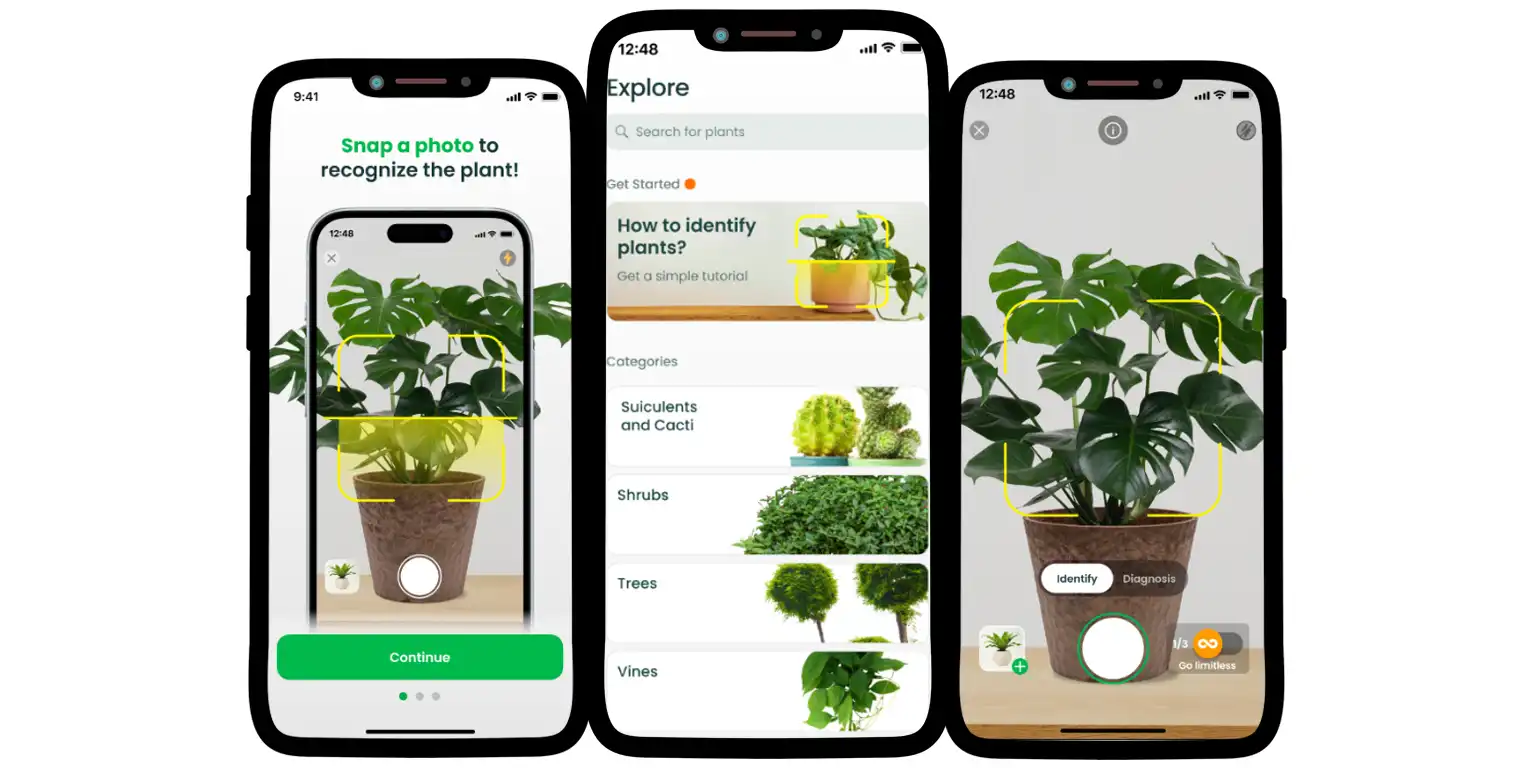 A screenshot from the AI Plant Finder app